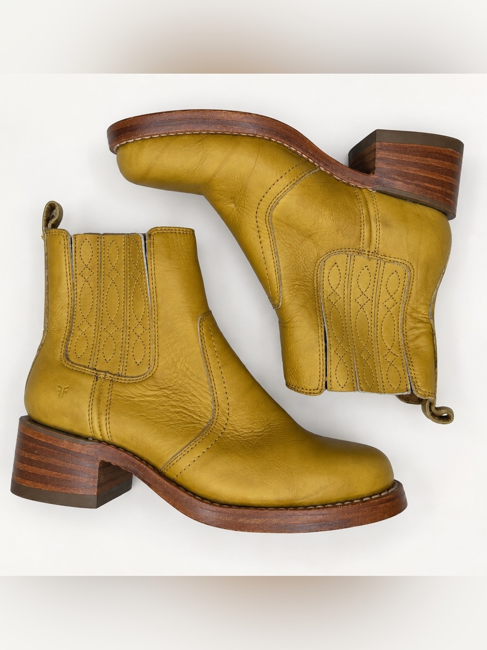 Frye Banana Yellow Leather Chelsea Ankle Boots ✨ Western Boho